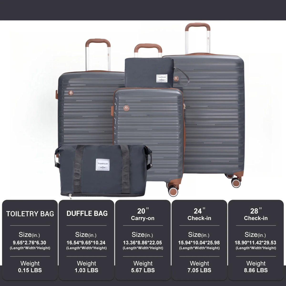 Travelhouse Luggage Set With Spinner Wheels And TSA Lock