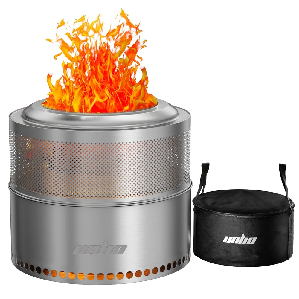 Unho Smokeless Portable Fire Pit for Camping and Outdoor BBQ