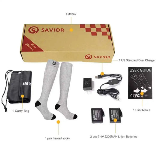 Savior Heat Rechargeable Heated Thermal Socks For Winter Warmth