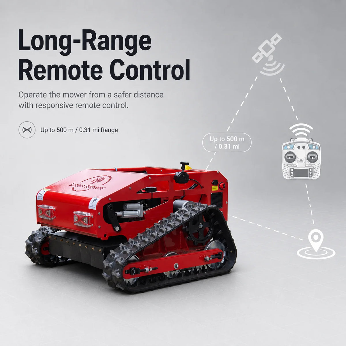 Remote Control Gas Powered Crawler Lawn Mower for All Terrain