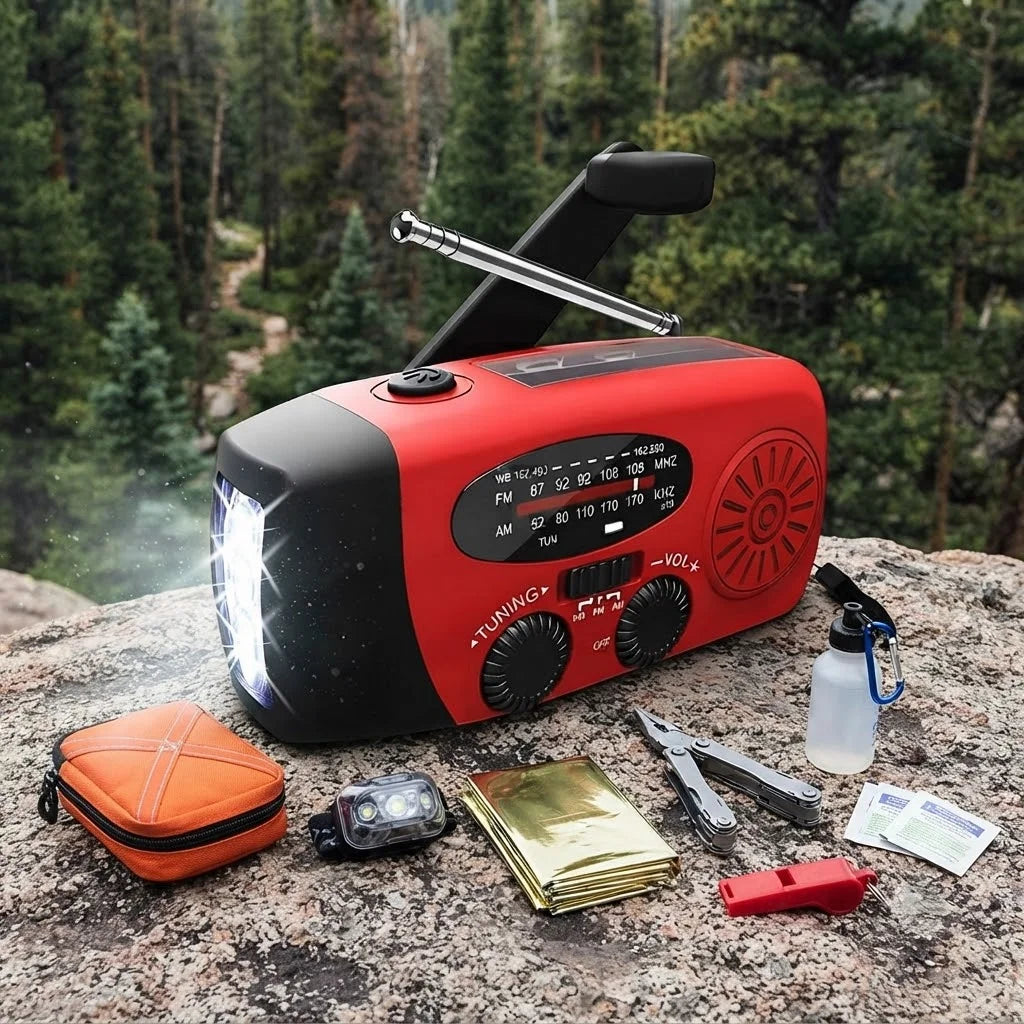Solar Hand Crank Emergency Weather Radio With Power Bank