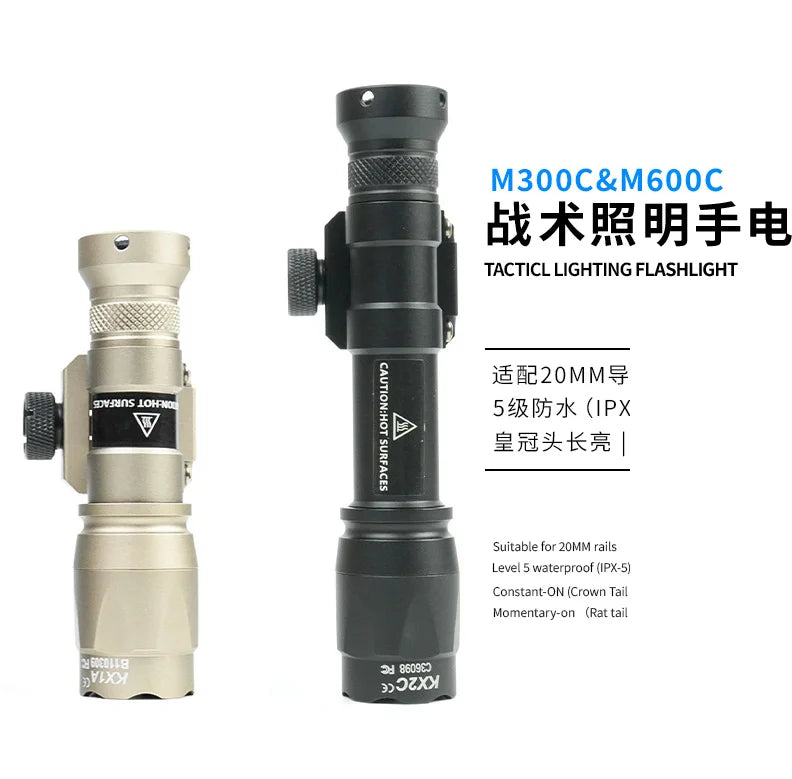 Tactical Led Flashlight 20mm Rail Mount For Hunting Shooting Rifles