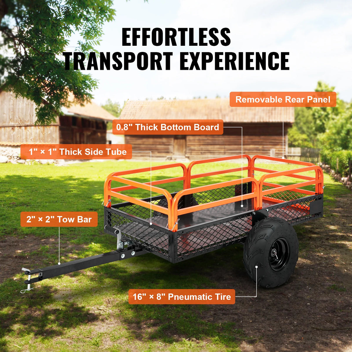 Heavy Duty Steel ATV Dump Trailer Tow Behind Garden Cart