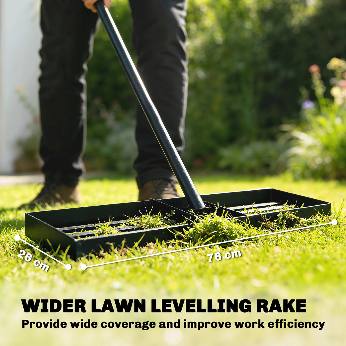 Outsunny Steel Lawn Leveling Rake For Garden Yard Care
