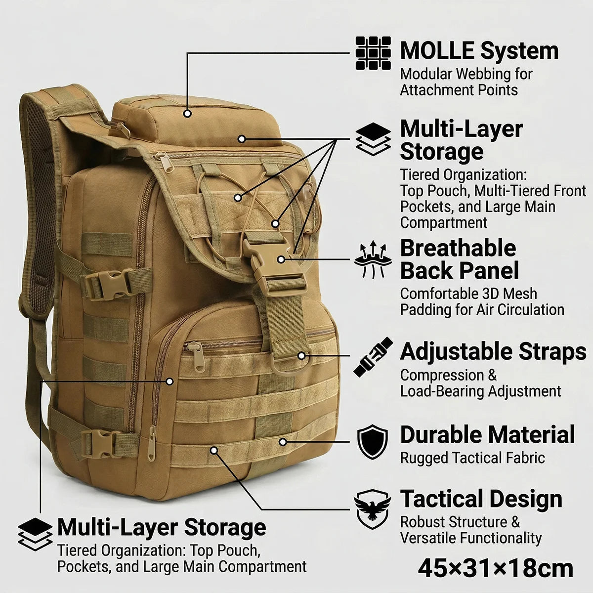 ReFire Gear Hunting Rucksack With Molle System For Outdoor Adventure
