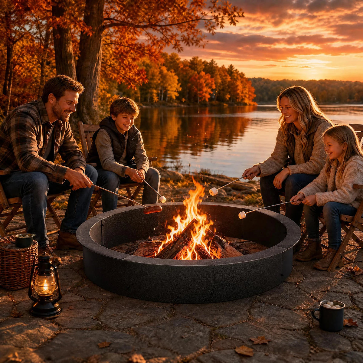 HiMiss Heavy Duty Carbon Steel Outdoor Fire Pit Insert Liner