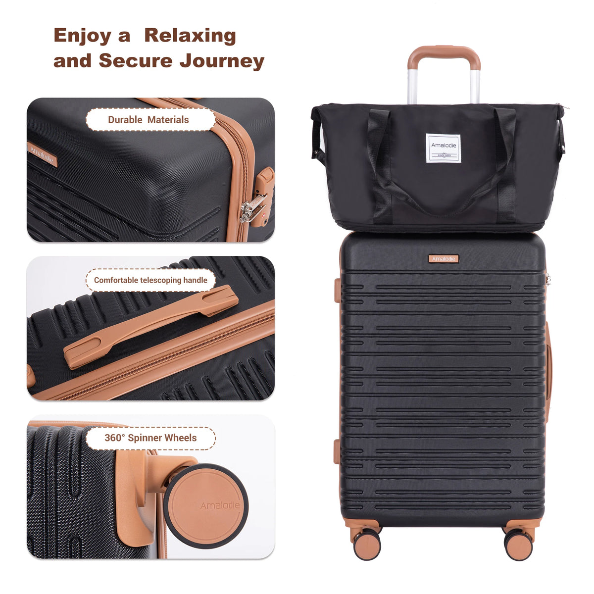 TRIPCOMP Hardside Spinner Luggage Set With TSA Lock And Duffle