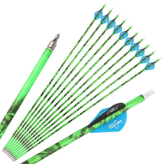 Reliable Mixed Carbon Archery Arrows Featuring Durable Rubber Feathers