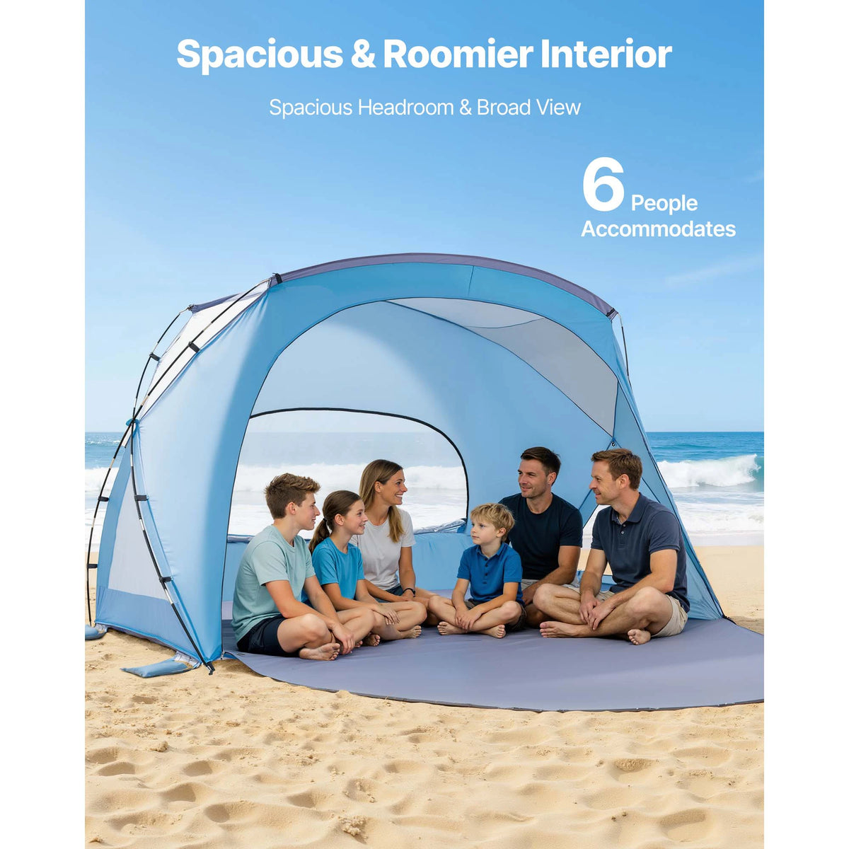 VEVOR 6 Person Portable Beach Sun Shelter with Carry Bag