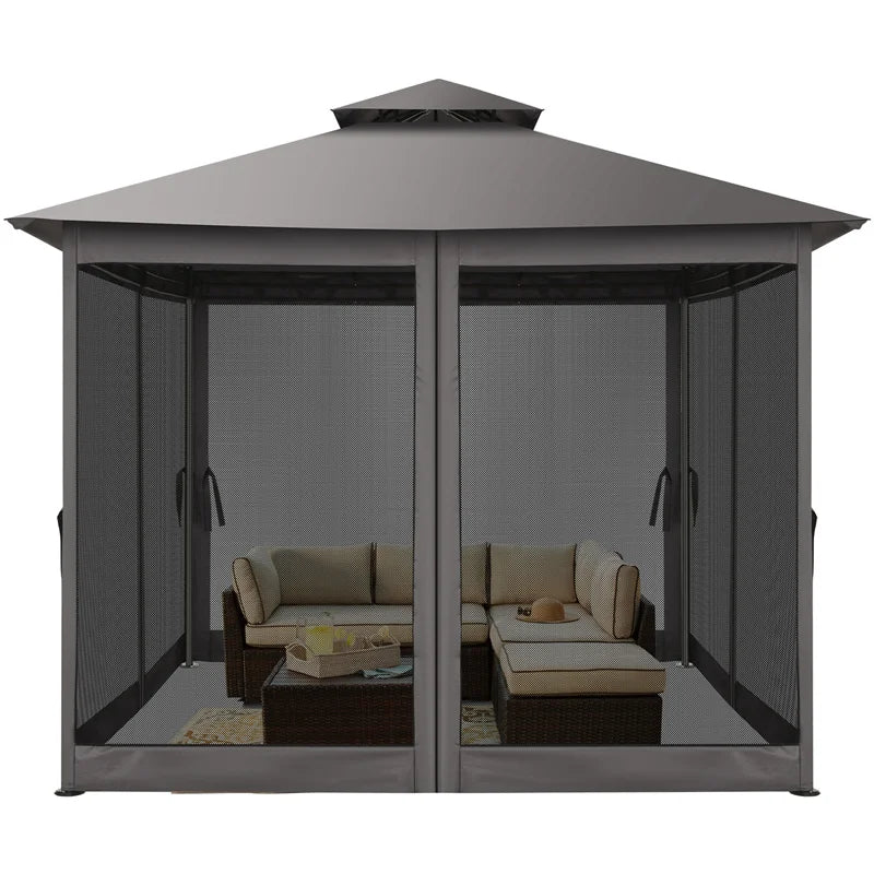 Cobizi Waterproof Outdoor Gazebo With Double Roof And Mosquito Netting