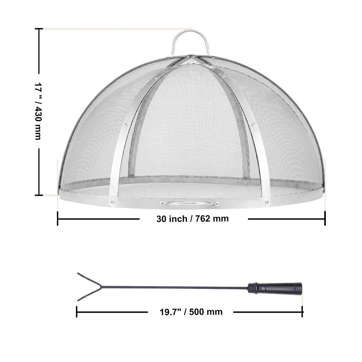Stainless Steel Outdoor Fire Pit Spark Screen Protective Lid