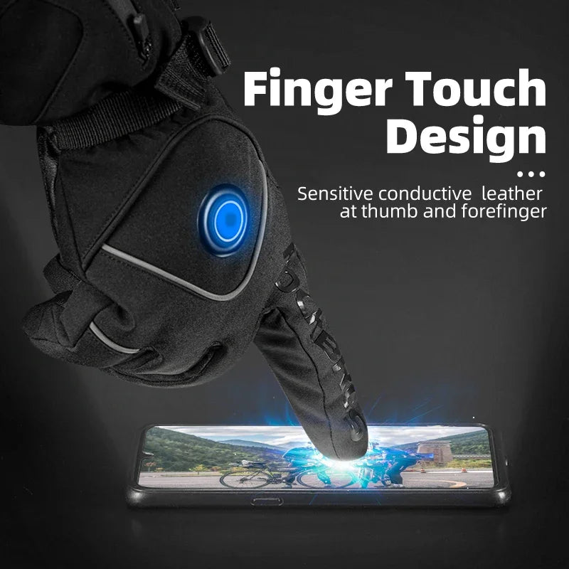 ROCKBROS Heated Ski Gloves Waterproof Touchscreen Winter Rechargeable