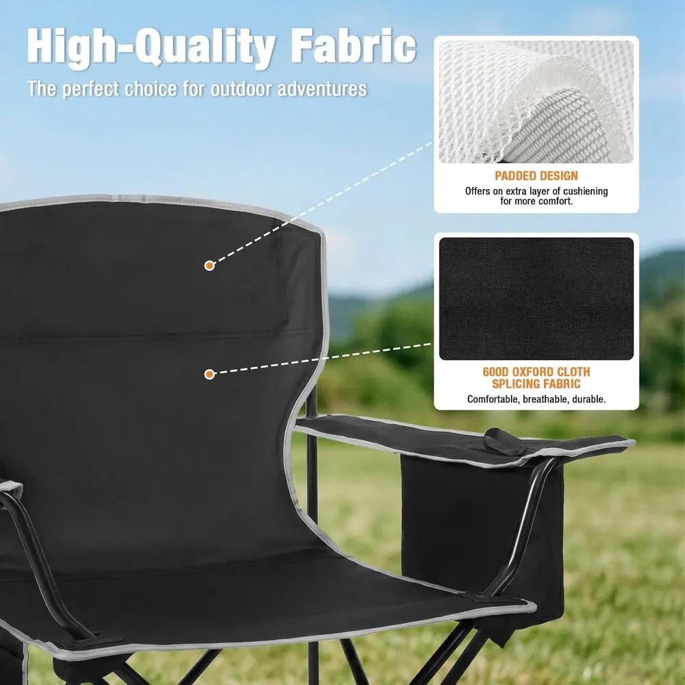 Portable Folding Camping Chairs With Cooler Bag And Cup Holders
