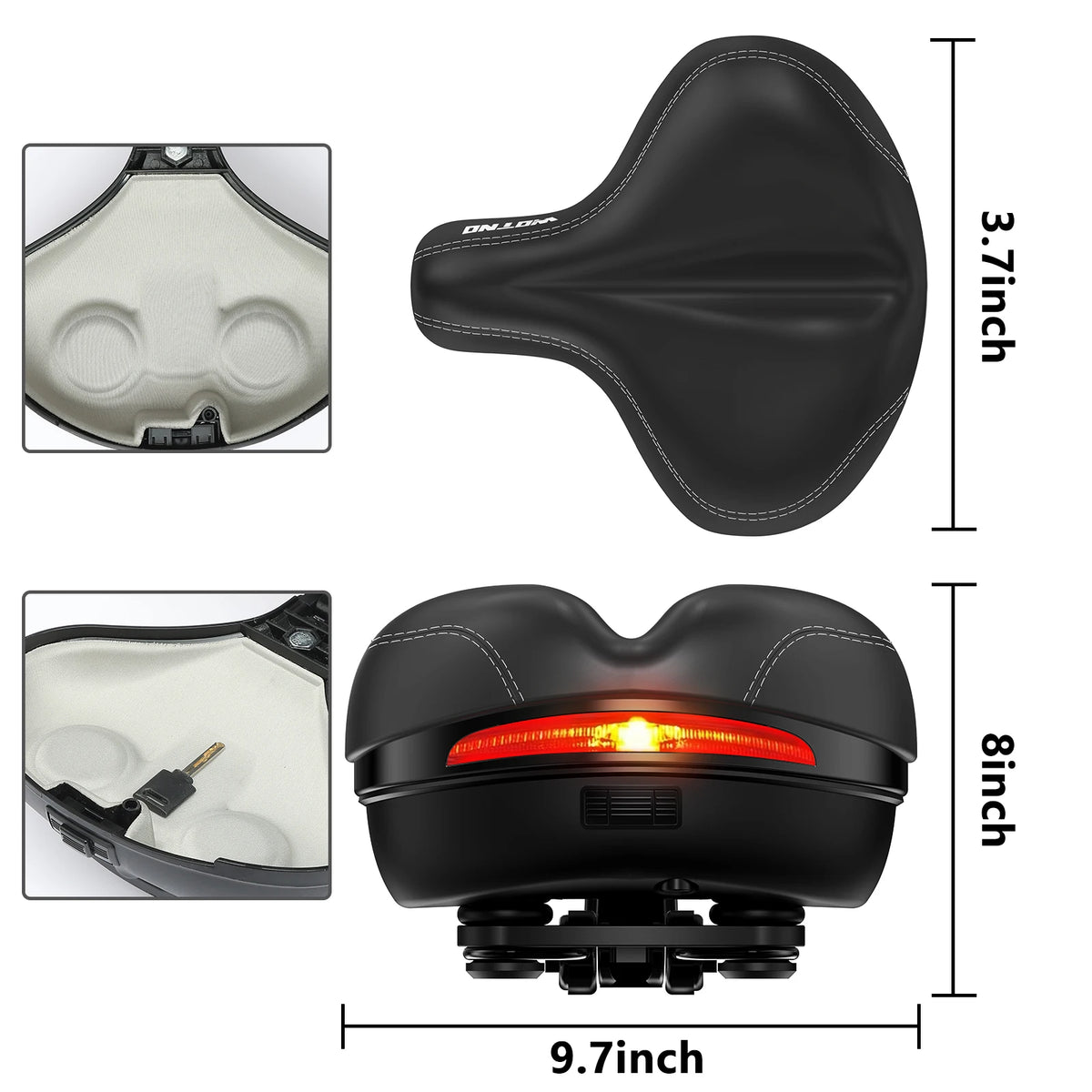 Wide Memory Foam Bicycle Saddle With Shock Absorption For Road Bicycles