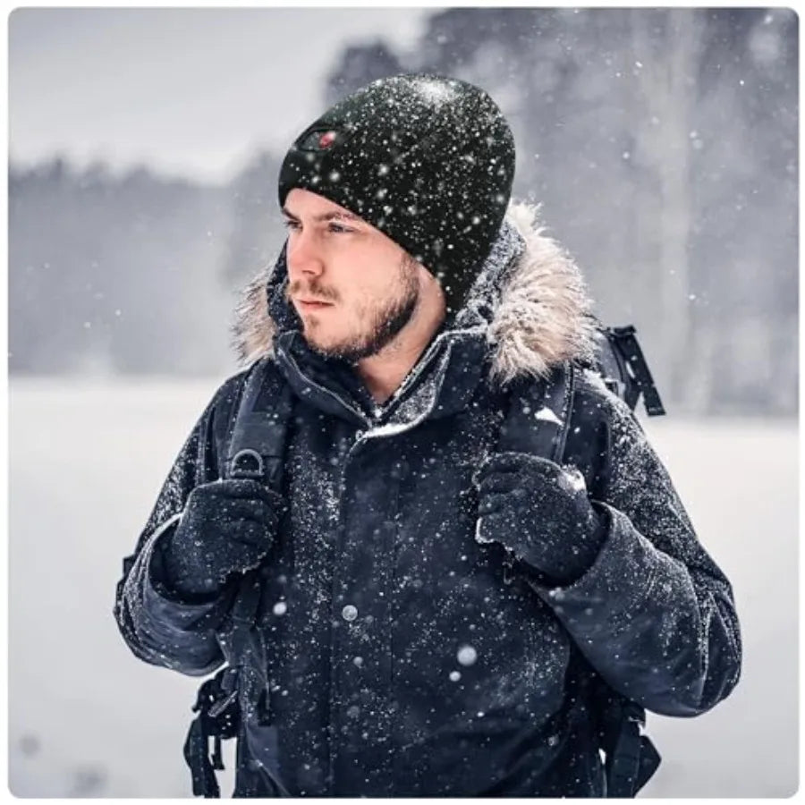 Rechargeable Heated Winter Beanie Hat For Outdoor Activities