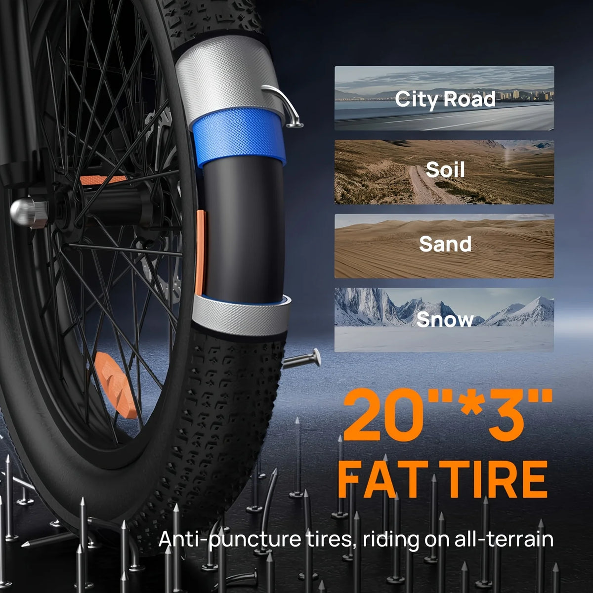 Urlife 1000W Fat Tire Electric Bike Featuring Removable Battery