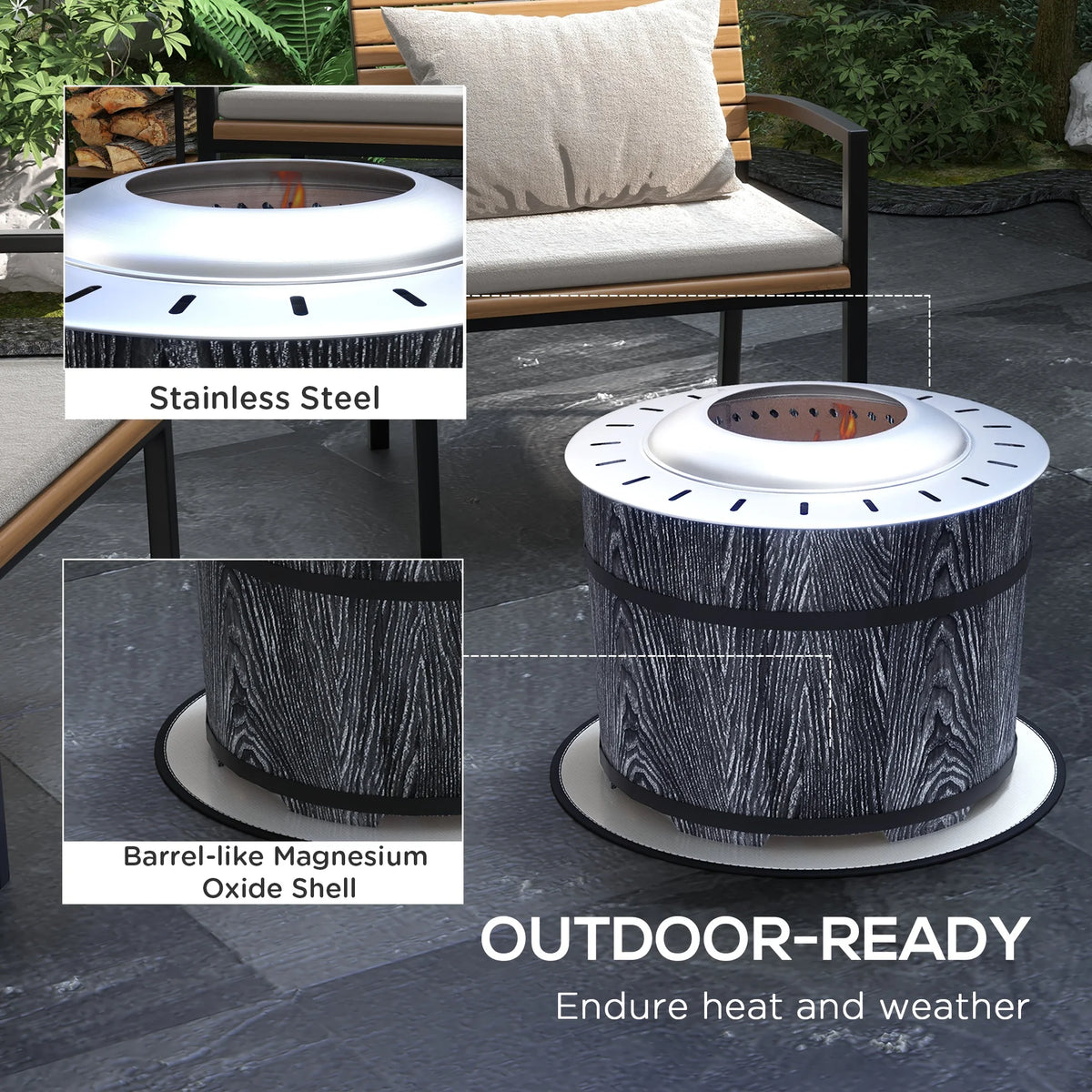 Outsunny Smokeless Wood Burning Fire Pit With Included Mat