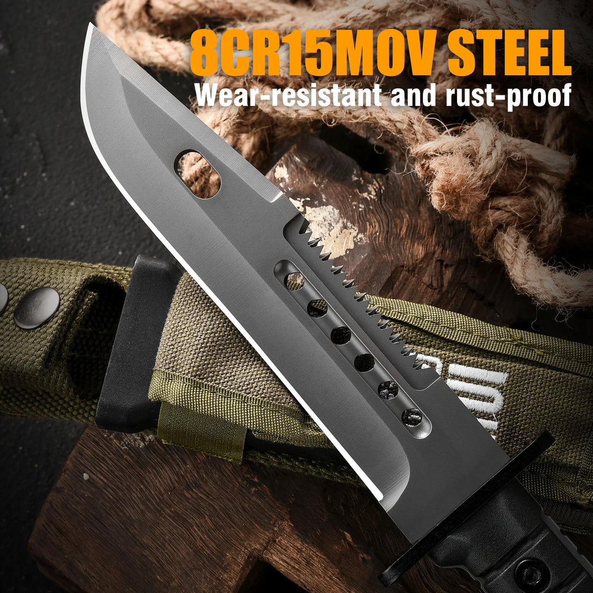 Gdekls Fixed Blade Outdoor Knife for Camping Hiking and Survival
