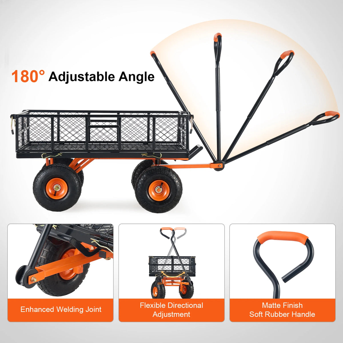 SucceBuy Heavy Duty Metal Garden Utility Dump Cart Wagon