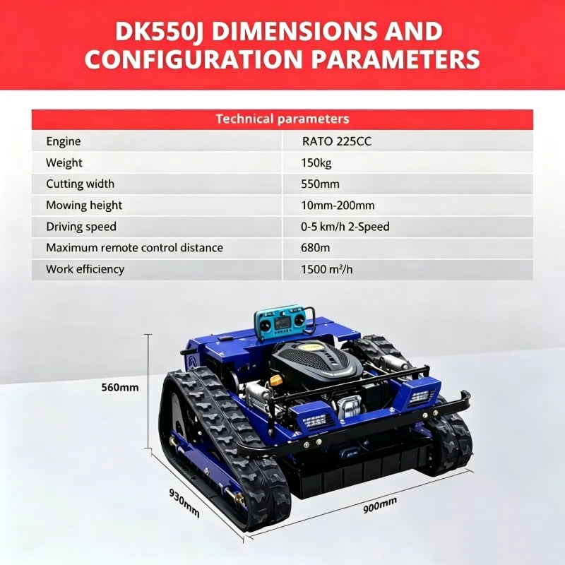 DEEPKRON 4WD Remote Control Robotic Lawn Mower for All Terrain