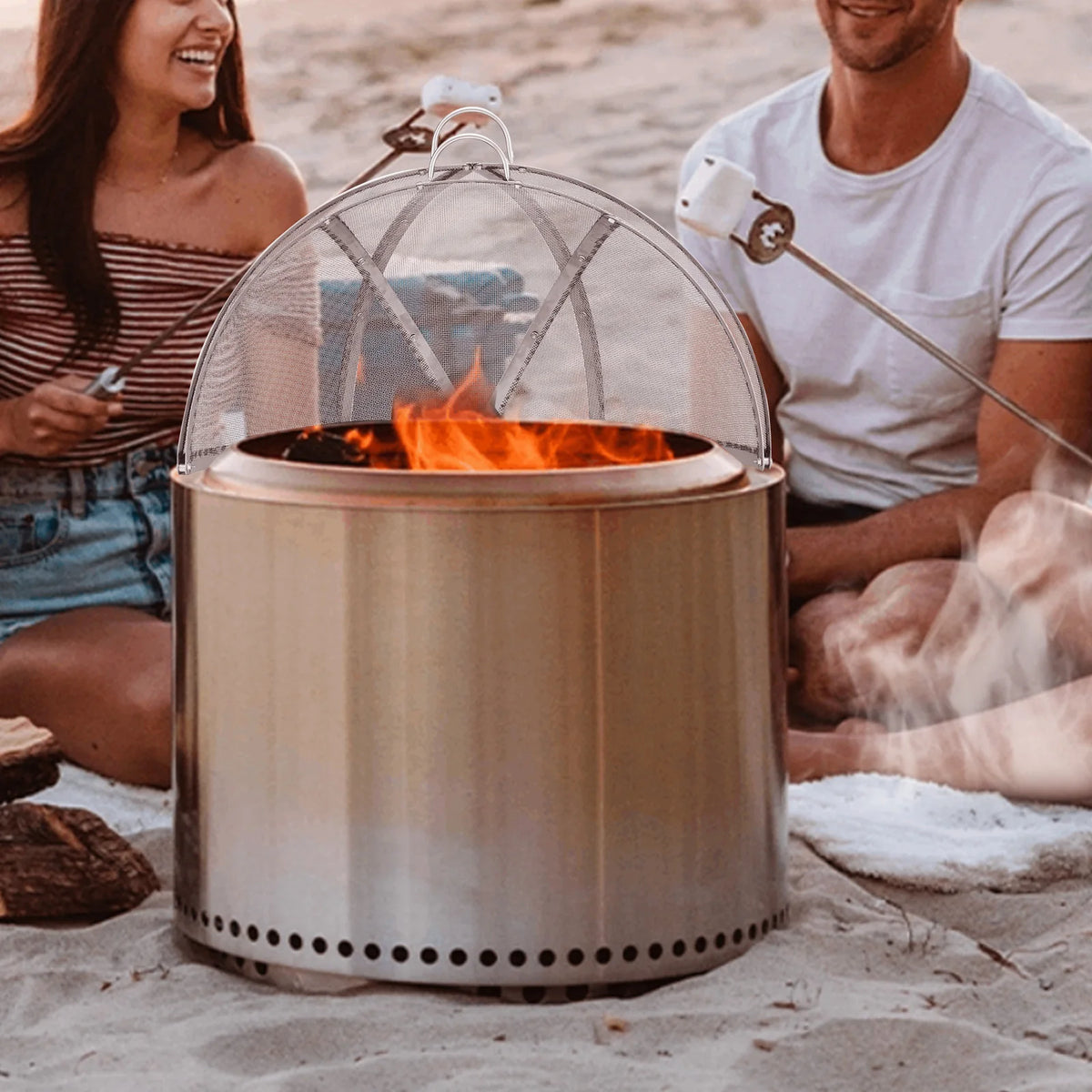 Stainless Steel Outdoor Fire Pit Spark Screen Protective Lid