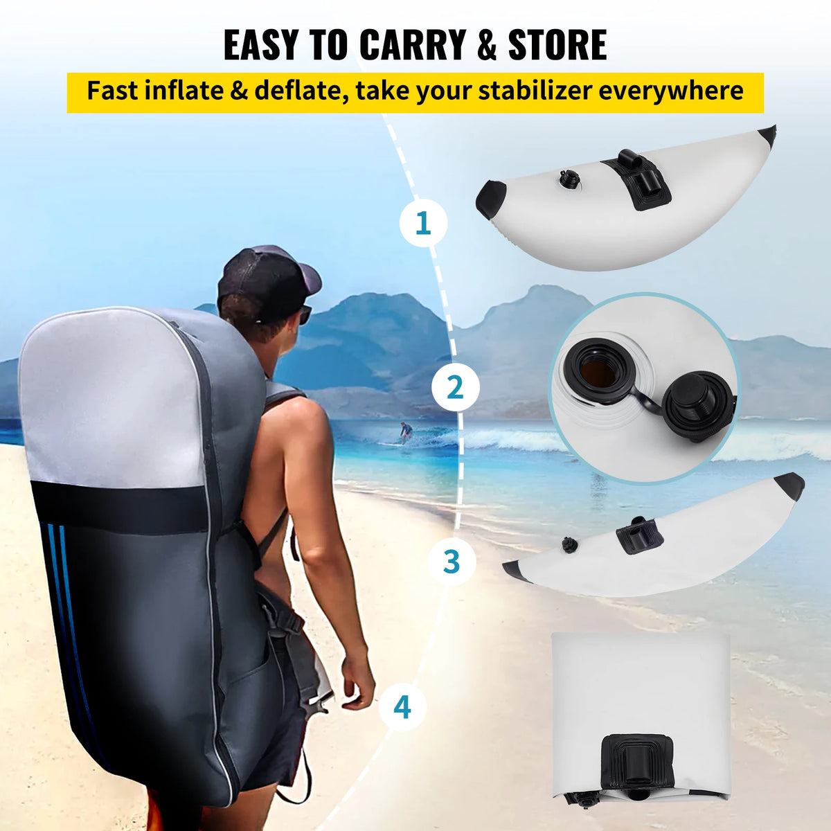 SucceBuy Inflatable Kayak Outrigger Stabilizer Float System for Canoes