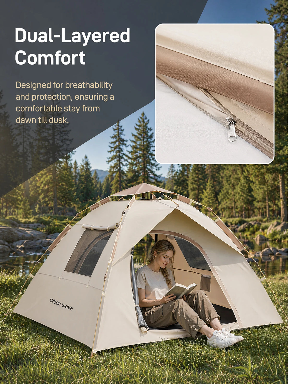 Automatic Pop Up Camping Tent Waterproof Windproof Portable Family Shelter