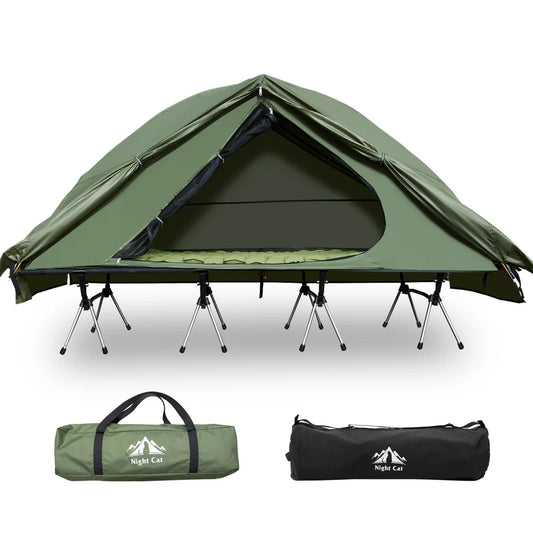 Night Cat Elevated Single Person Camping Cot Tent With Rainfly