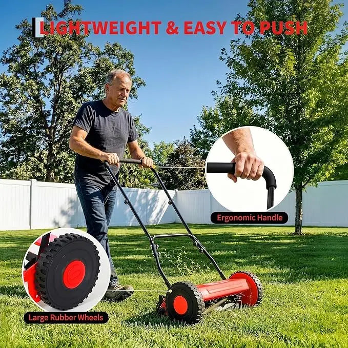 Manual Push Lawn Mower Without Grass Catcher for Yard Use