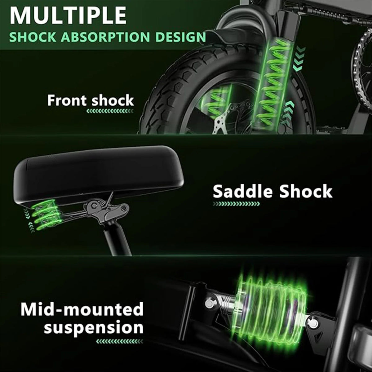 Furider Folding Electric Bike With Removable Battery And Shock Absorption