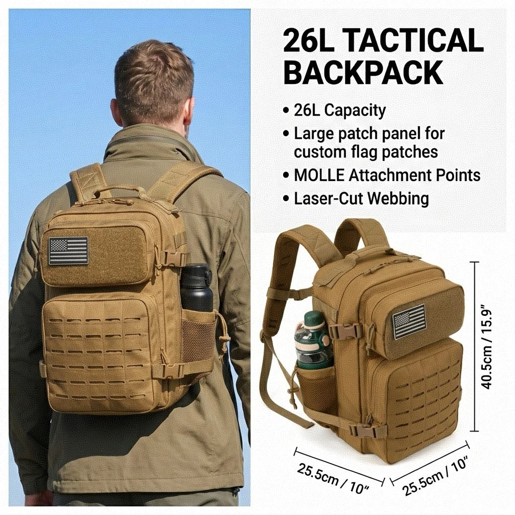 ReFire Gear Tactical Backpack With MOLLE And Cup Holders For Hiking