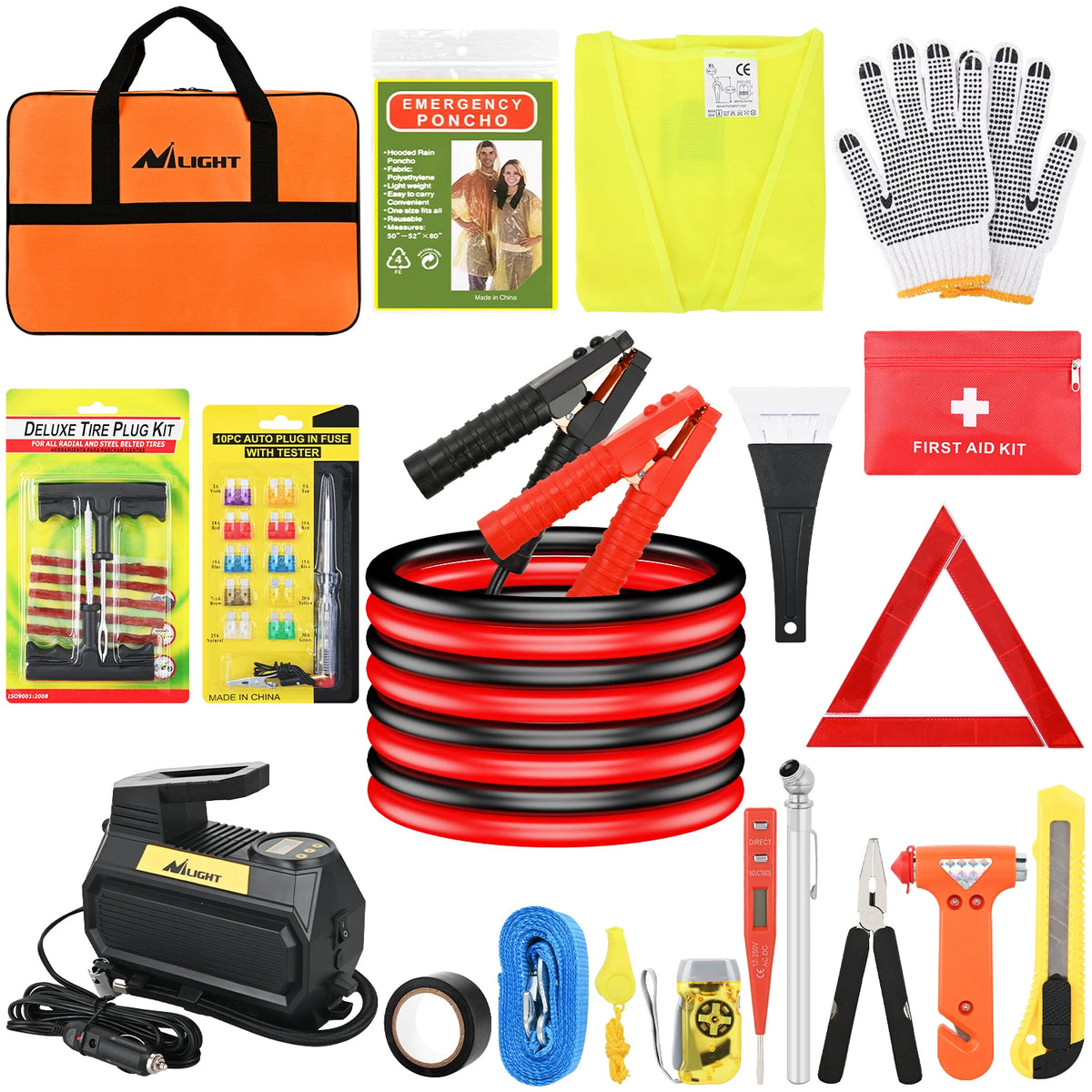 Nilight Car Emergency Kit Jumper Cable First Aid Roadside Set