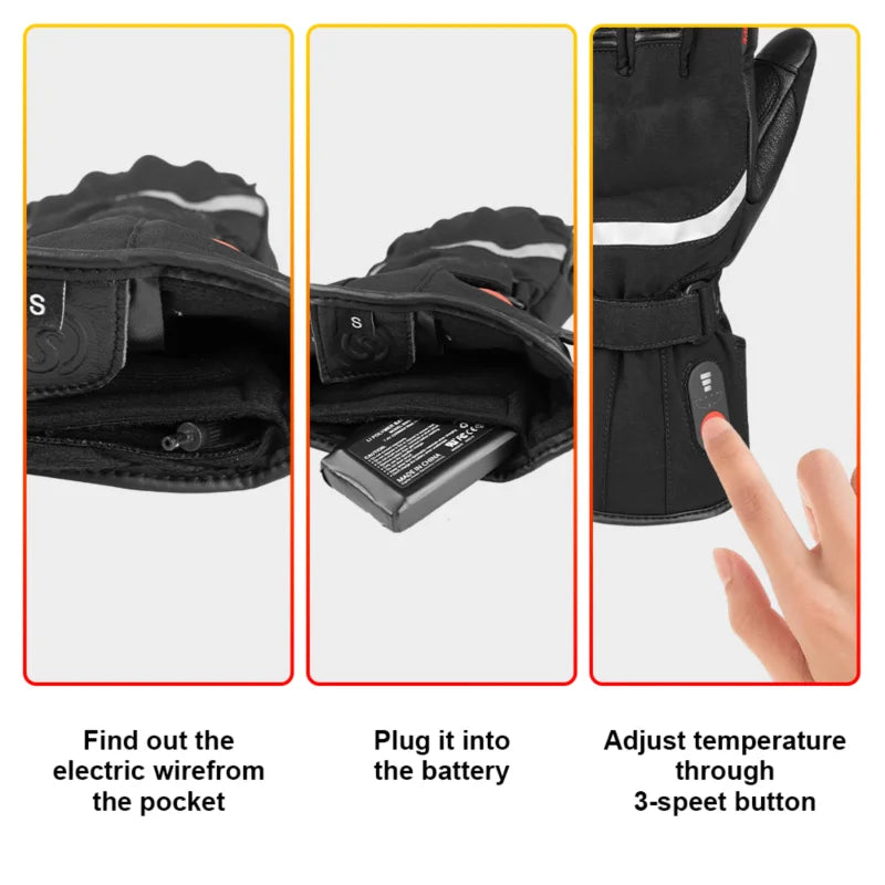 DAY WOLF Heated Motorcycle Gloves Waterproof Rechargeable Winter Gear
