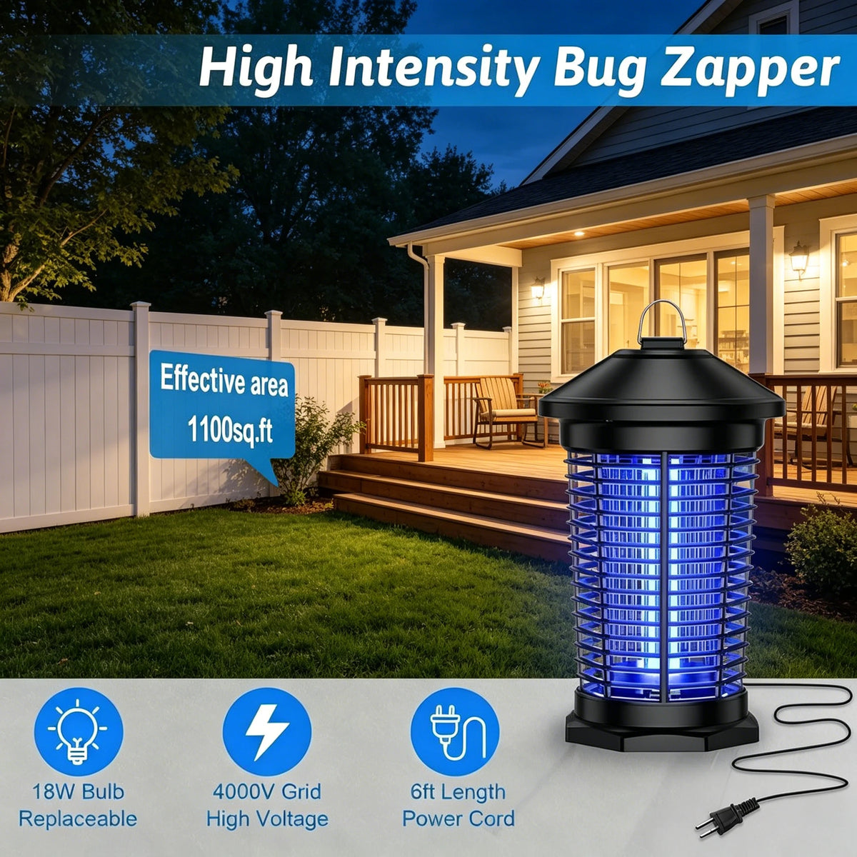 Outdoor Electric Bug Zapper Lantern For Mosquito And Fly Control