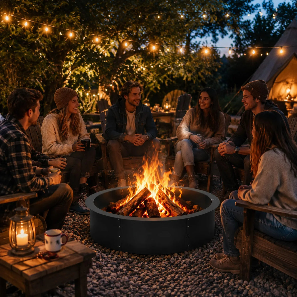 Heavy Duty Steel Fire Pit Ring Liner Outdoor Wood Burning