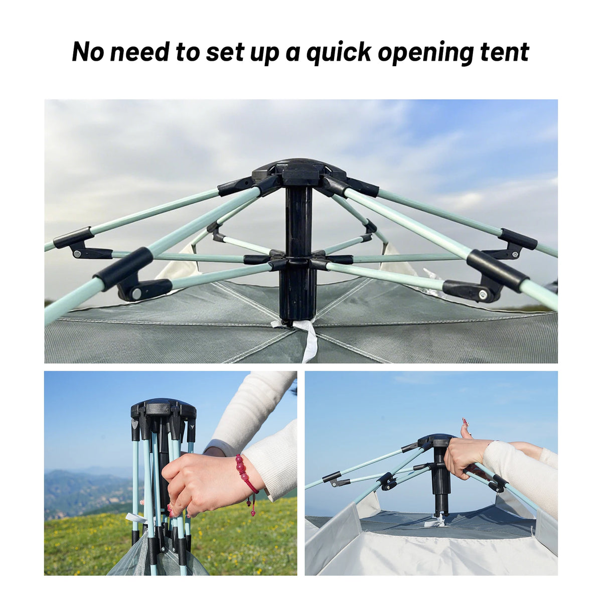 Pakicetus Quick Set Hexagonal Camping Tent With Mesh Ventilation
