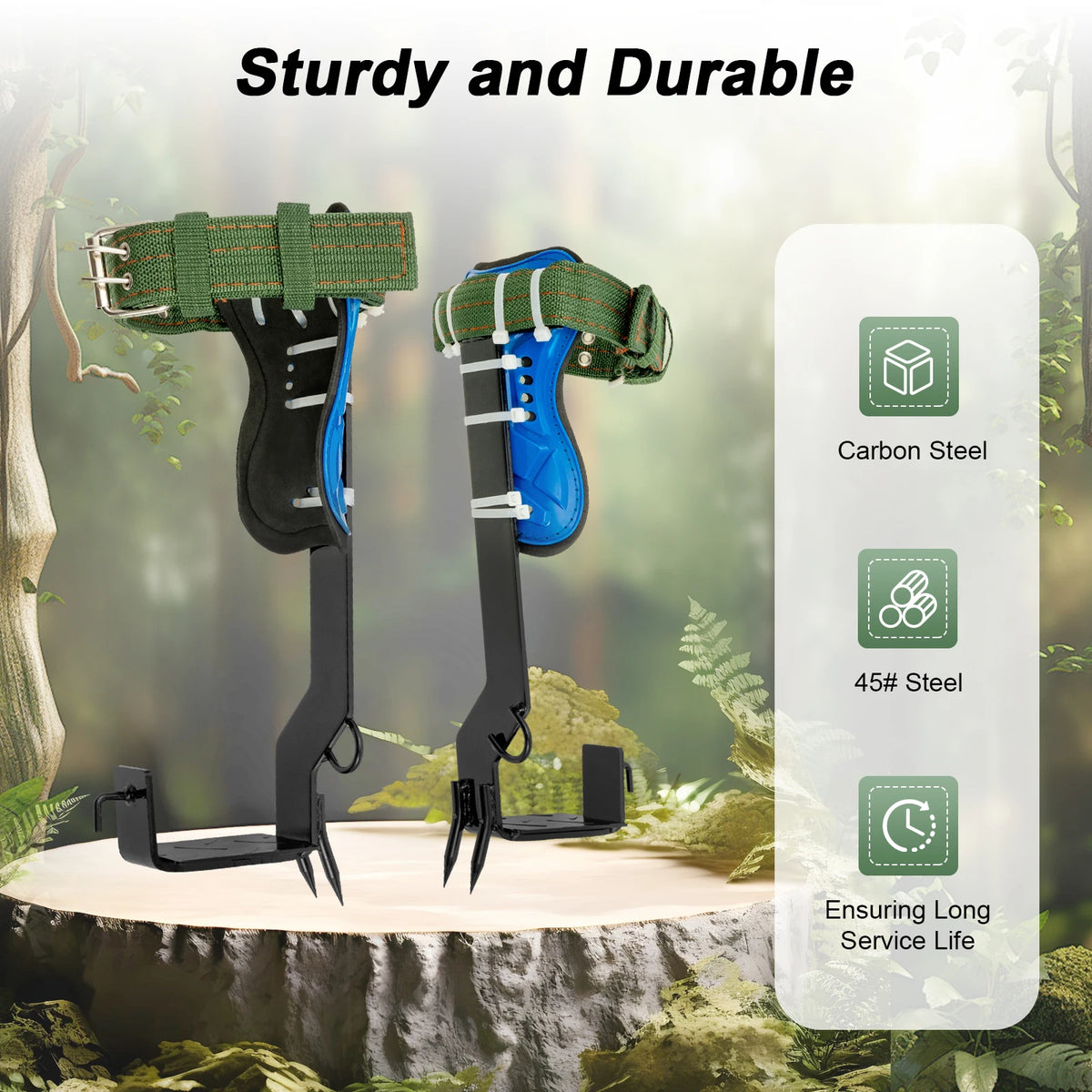 Tree Climbing Spikes Kit With Safety Harness And Gloves