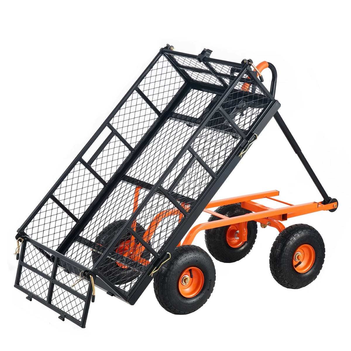 SucceBuy Heavy Duty Metal Garden Utility Dump Cart Wagon