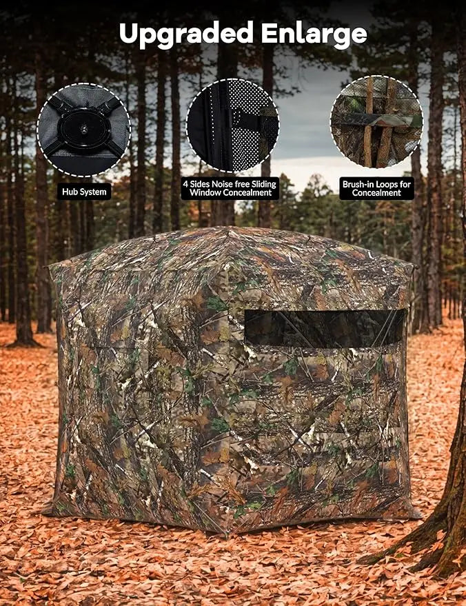 Portable 270 Degree Camouflage Ground Hunting Blind With Carry Bag