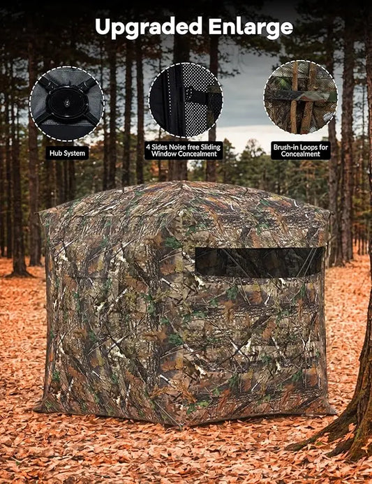 Portable 270 Degree Camouflage Ground Hunting Blind With Carry Bag