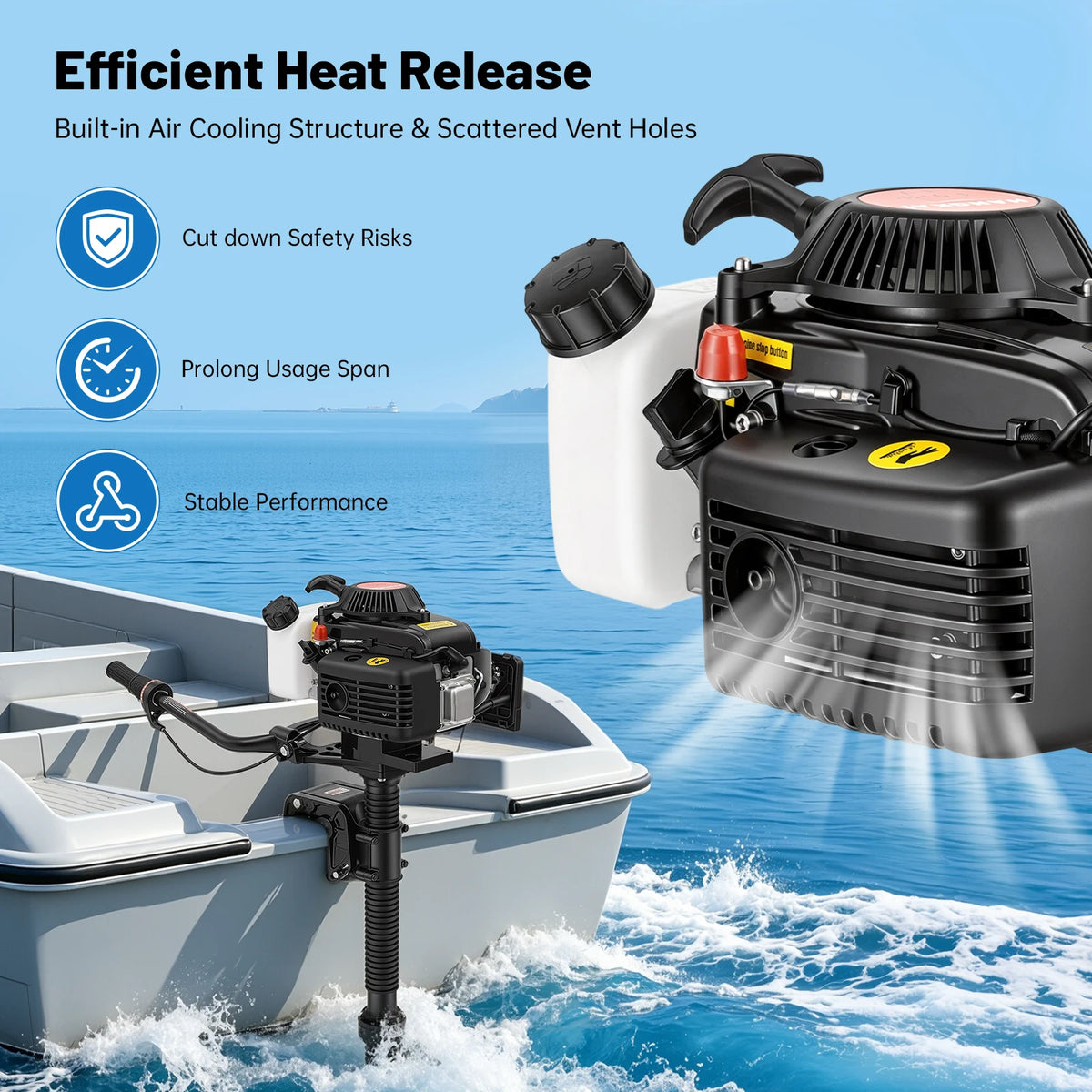 Bymaocar 4HP Four Stroke Gasoline Outboard Motor For Marine Use