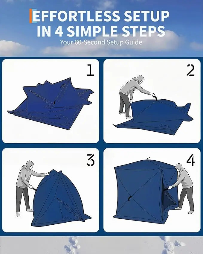 Insulated Pop Up Ice Fishing Tent Portable Windproof Thermal Shelter