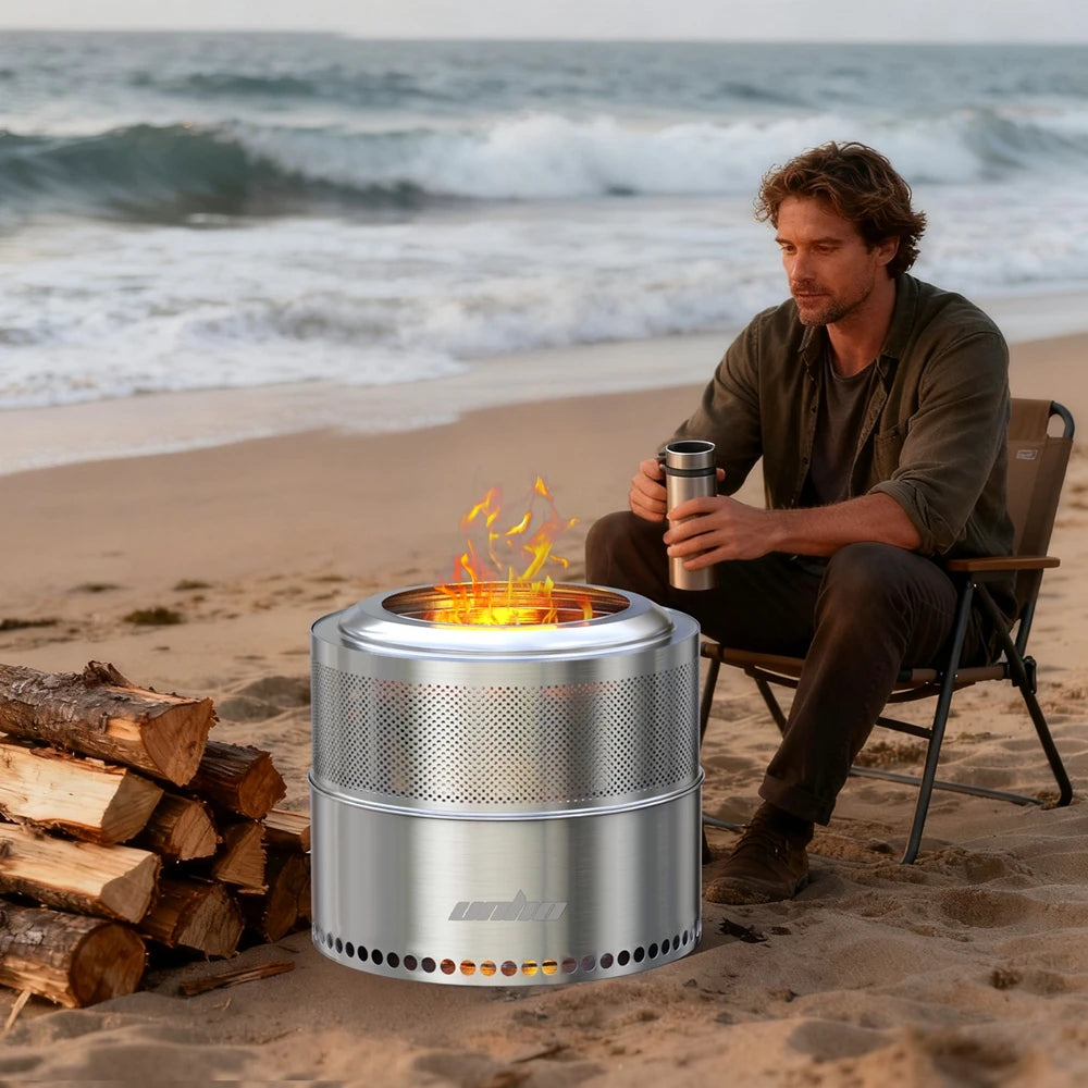 Portable Smokeless Stainless Steel Fire Pit With Grill Grate