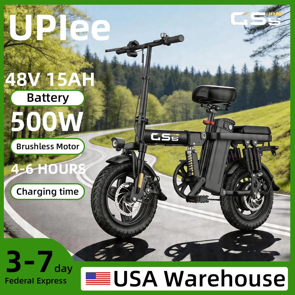 Uplee GS5 500W Folding Electric Bike 48V 15Ah Removable Battery