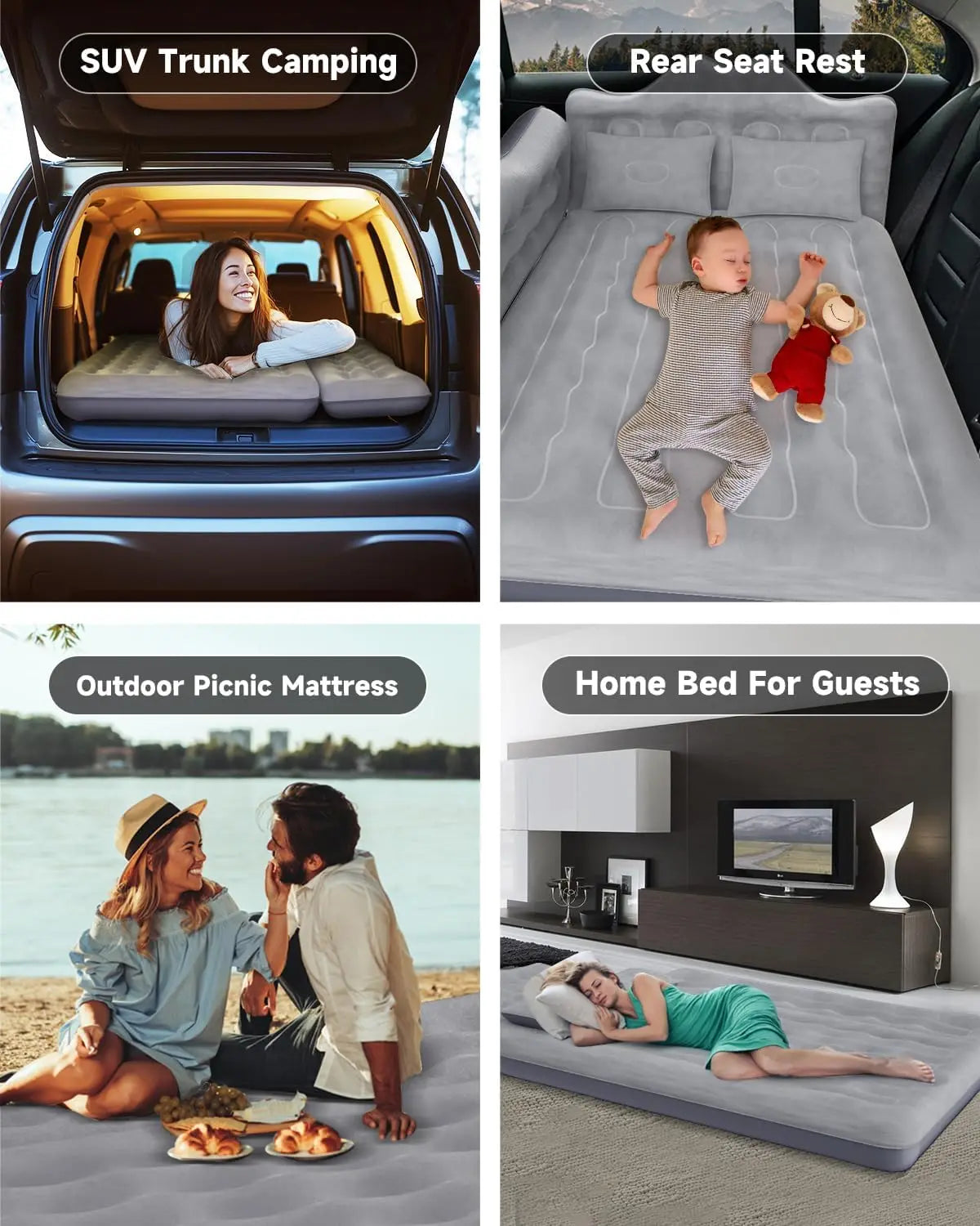 Umbrauto Inflatable Car Air Mattress With Pump And Pillows