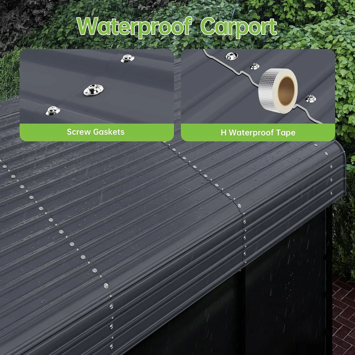 Heavy Duty Metal Carport Kit With Removable Sidewalls