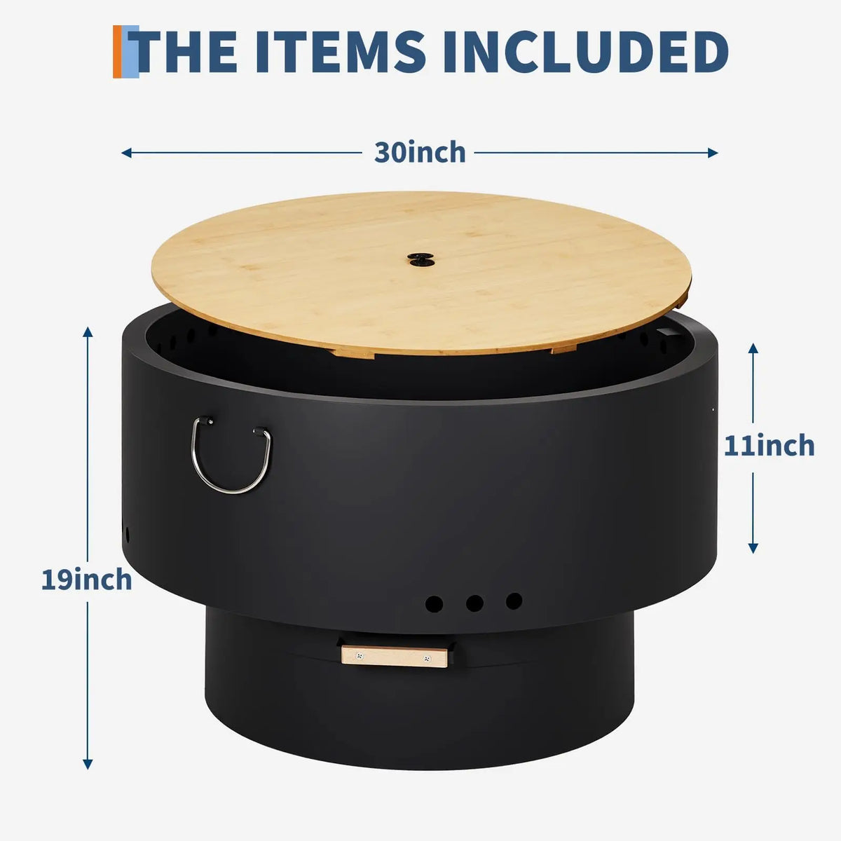 HiMISS Smokeless Outdoor Fire Pit Table With Bamboo Lid