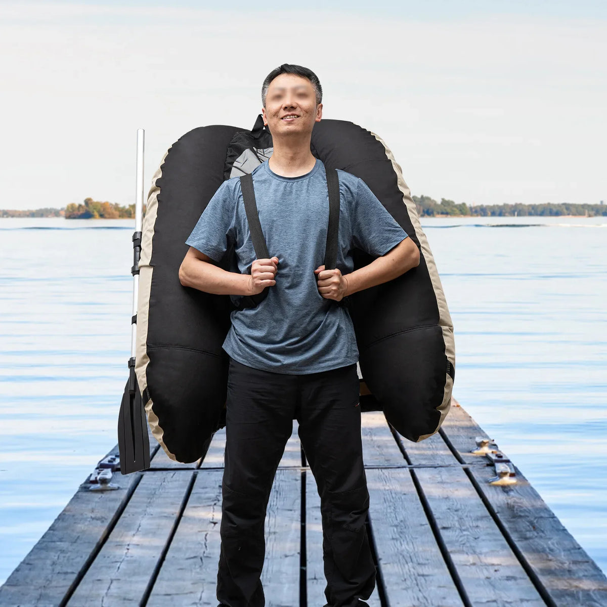 Outdoor Inflatable Fishing Boat With Pump And Adjustable Backrest