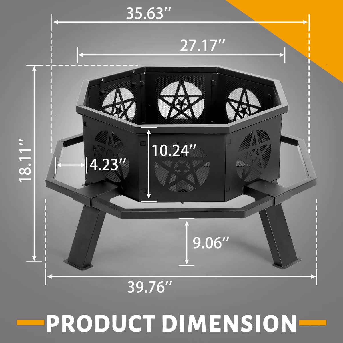 Octagonal Steel Wood Fire Pit Star Cutouts For Patio Garden