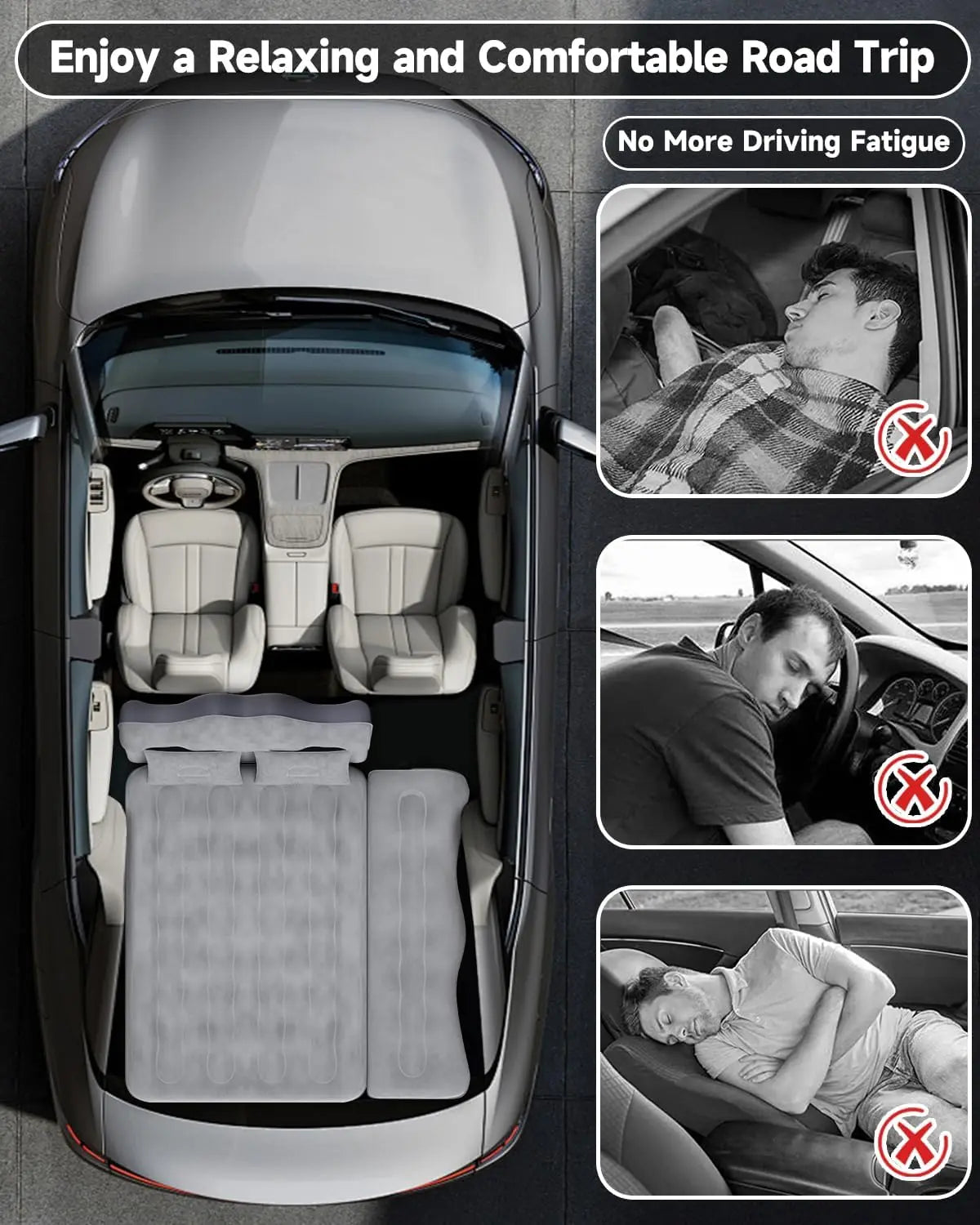 Umbrauto Inflatable Car Air Mattress With Pump And Pillows